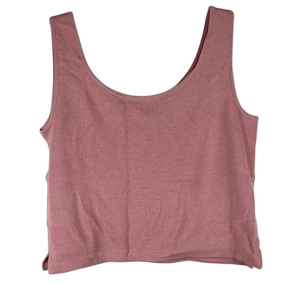 St. John Tops - St. John Light Pink Ribbed Cropped Sleeveless Tank Top Medium
